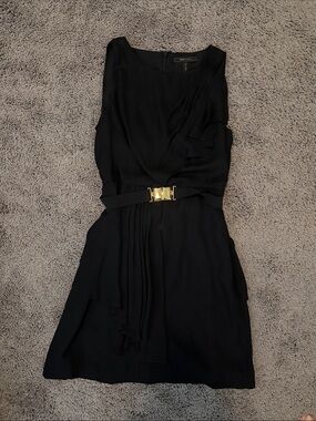 BCBG Black Sleeveless Mini Dress with Gold Accent Belt